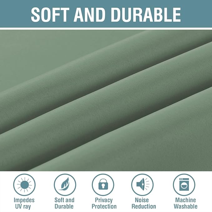 H.VERSAILTEX Blackout Curtain for Bedroom Small Window Kitchen Blackout Curtains 45 inch Length Energy Saving Solid Grommet Blackout Drape, One Panel, Green Bay, 52" W x 45" L