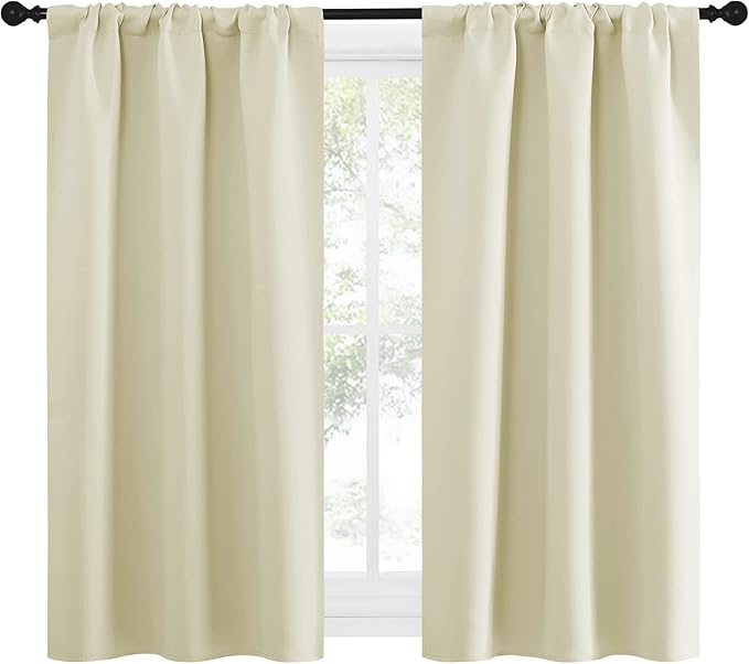 NICETOWN Kitchen Curtains, Short Blackout Curtains & Drapes, Home Decoration Privacy Thermal Insulated Curtains for Unicorn Theam Room (Beige, 34" Wide, 54" Long, 2 PCs)