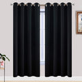 Yakamok Soft and Smooth Blackout Curtains for Bedroom - Grommet Thermal Insulated Room Darkening Curtains for Living Room, Set of 2 Panels (52W x 72L Inch, Black)