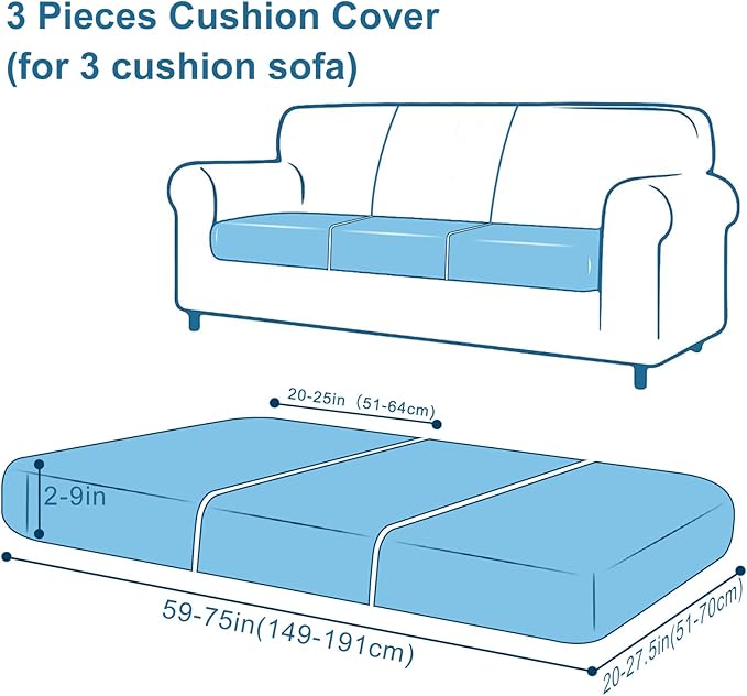Smiry Printed Couch Cushion Covers, Stretch Soft Couch Covers for Sofa, Washable Non-Slip Sofa Slipcover Furniture Protector for Indoor and Outdoor (3 Pack, Mocha)