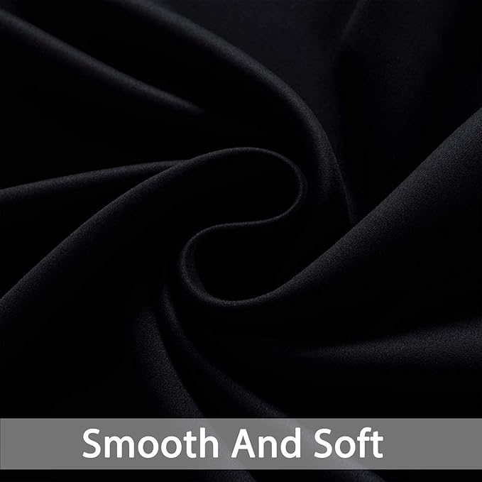 Yakamok 84 Inch Length Blackout Curtains for Bedroom, Room Darkening Thermal Insulated Solid Grommet Panels for Living Room(62Wx84L, Black, 2 Panels)