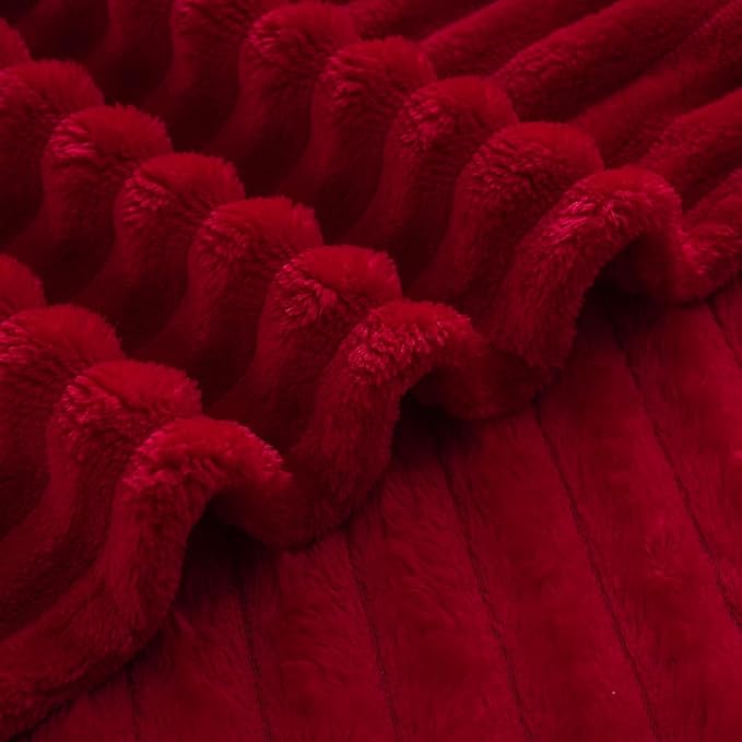 Valentines Day Decorations Red Fleece Throw Blanket 50”×60” for Couch Sofa Bed,Super Soft Cozy Plush Microfiber Flannel Blanket with Stripes Design Lightweight for Adults,Woman,Girls Gifts
