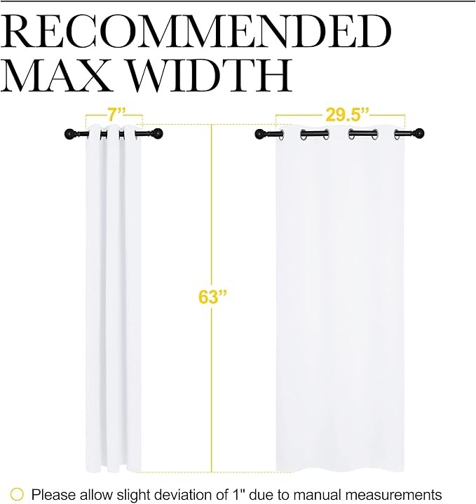 NICETOWN Draperies Curtains Panels, Blocking Out 50% Sunlight Window Treatment Curtains, Grommet Small Window Drapes for Bedroom (2 Panels, 34 by 63, Pure White)