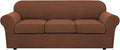 H.VERSAILTEX 4 Piece Stretch Sofa Covers for 3 Cushion Couch Covers for Living Room Furniture Slipcovers (Base Cover Plus 3 Seat Cushion Covers) Upgraded Thicker Jacquard Fabric (Sofa, Caramel)