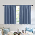 RYB HOME Blackout Privacy Bathroom Window Curtains, Short Thermal Insulated Heat Blocking Privacy Rod Pocket Half Window Curtain Tiers for Nursery Bedroom, Width 42 by Length 30, Stone Blue, 2 Panels