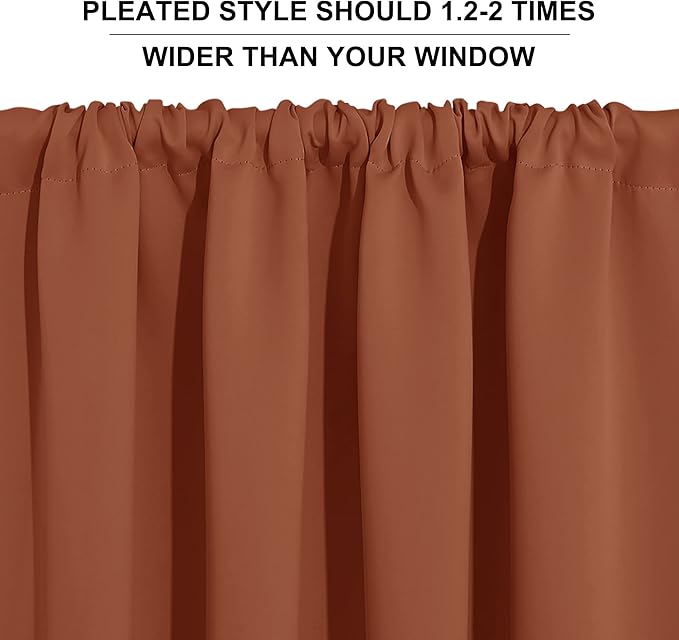RYB HOME Cafe Blackout Curtains 24 inch Length, RV Curtains for Camper Windows, Mini Short Small Insulating Light UV Blocking Privacy Half Window Tiers, Width 29 by Length 24, Burnt Orange, 2 Panels