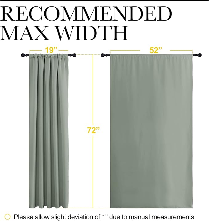 NICETOWN Window Curtains Blackout Drapes - Thermal Insulated Solid Rod Pocket Blackout Curtains/Draperies for Living Room (Sage Green, One Pair, 52 by 72-Inch)