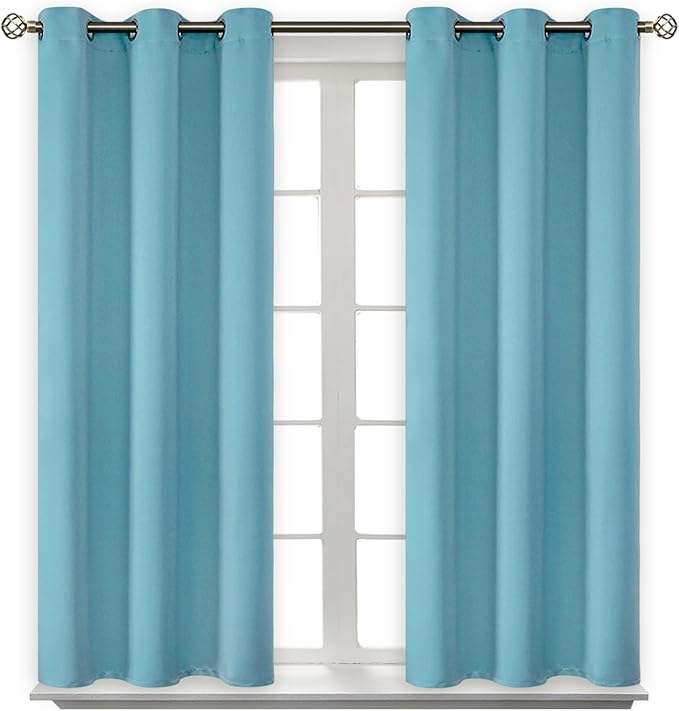 BGment Blackout Curtains - Grommet Thermal Insulated Room Darkening Bedroom and Living Room Curtains, Set of 2 Panels (38 x 54 Inch, Aqua)