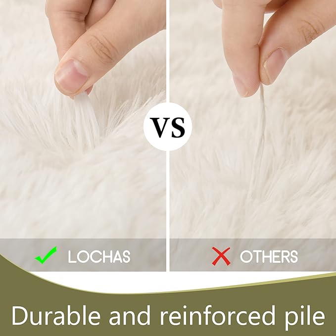 LOCHAS Ultra Soft Indoor Modern Area Rugs Fluffy Living Room Carpets for Children Bedroom Home Decor Nursery Rug 5x8 Feet, Cream