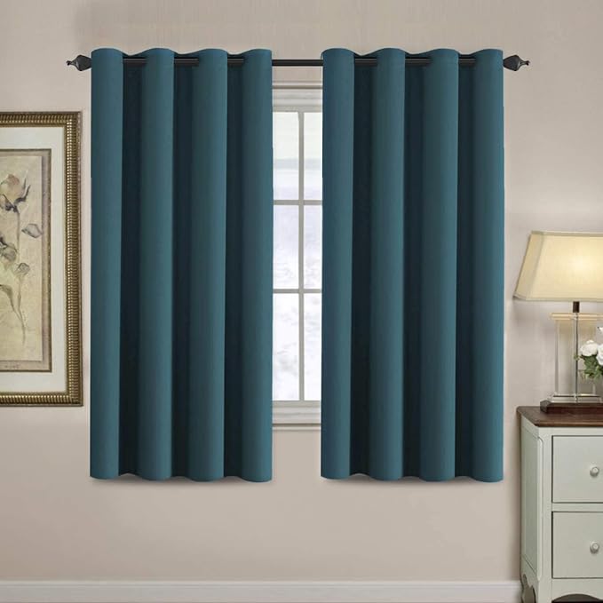 H.VERSAILTEX Blackout Curtain for Living Room Thermal Insulated Window Treatment Curtain Extra Long 63 inch Length Energy Saving Solid Grommet Top Blackout Drape, One Panel, Dark Teal, 52" W x 63" L