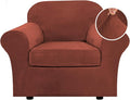 H.VERSAILTEX Rich Polyester and Spandex 2 Piece Cover Chair Slipcover Sofa Cover Furniture Protector Couch Soft with Elastic Bottom Chair Couch Cover with Arms, Machine Washable(Chair, Rust)