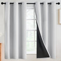 SimpleHome 100% Blackout Curtains for Bedroom,Thermal Insulated Grommet Window Drapes Room Darkening White Curtains for Living Room with Black Back,42 x 63 Inch,2 Panels