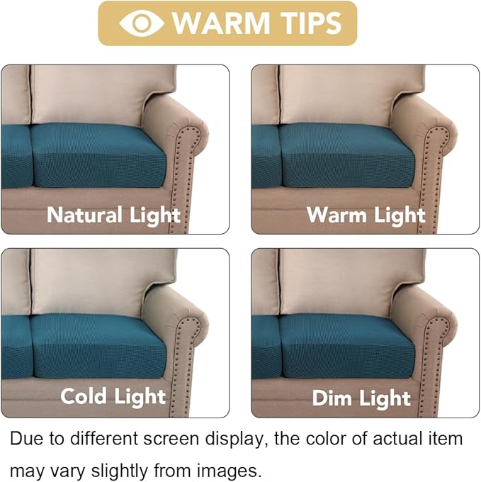 H.VERSAILTEX Super Stretch Individual Seat Covers - Sofa & Couch Cushion Slipcover Sets (Thick Jacquard Textured Twill Fabric, Deep Teal) - 2 Piece Large