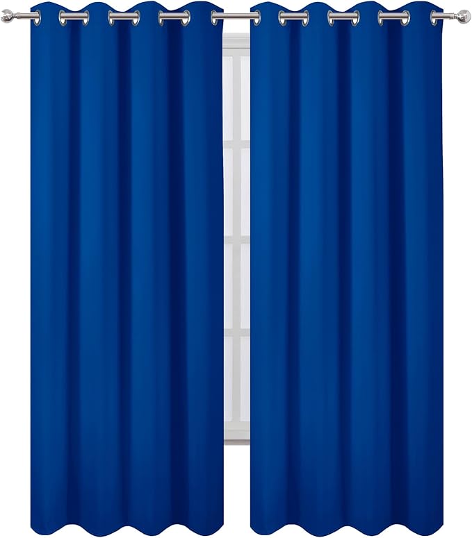 LEMOMO Blackout Curtains 52 x 90 Inch Long Royal Blue Curtains Set of 2 Panels Room Darkening Curtains for Bedroom and Living Room