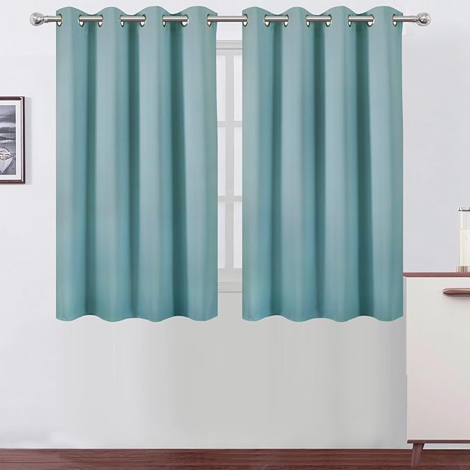 LEMOMO Stone Blue Thermal Blackout Curtains/52 x 45 Inch/Set of 2 Panels Room Darkening Curtains