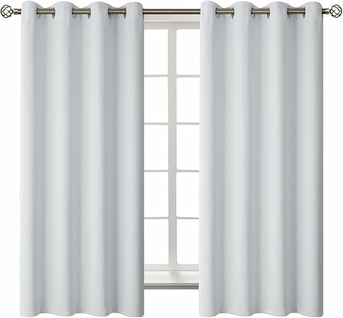 BGment Room Darkening Curtains 63 Inches Long - Grommet Thermal Insulated Drapes Window Treatment Curtains for Bedroom, 2 Panels, 52 x 63 Inch, Greyish White