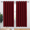 NICETOWN Christmas Burgundy Bedroom Curtains Blackout Draperies, Home Decorations Thermal Insulated Solid Grommet Top Blackout Drapes for Cafe (One Pair, 70 x 72-inch)