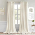 MIULEE Beige White Back Tab Blackout Curtains 108 Inch Long 2 Panels Set for Bedroom, Rod Pocket/Pinch Pleat Extra Long Thermal Insulated Living Room Darkening Pleated Light Blocking Drapes