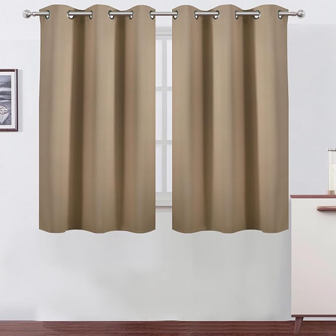 LEMOMO Natural Blackout Curtains/38 x 54 Inch/Set of Two Panels Grommet Living Room Curtains
