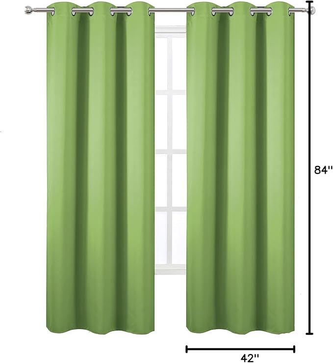 LEMOMO Light Green Blackout Curtains/42 x 84 Inch/Set of Two Panels Grommet Bedroom Curtains
