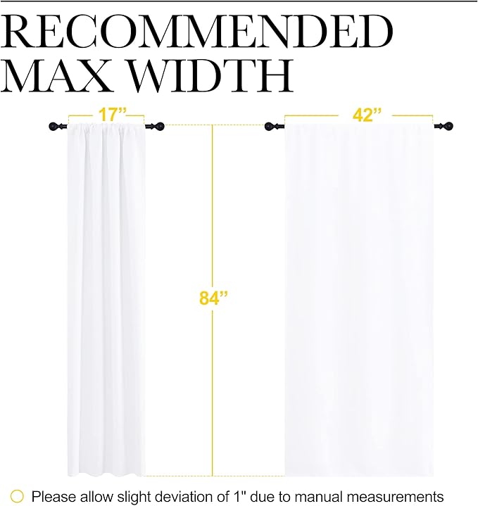 NICETOWN Kitchen Window Curtain Panels - Not Blackout Window Treatment Rod Pocket Curtains/Drapes for Bedroom (2 Panels, 42 by 84, White)