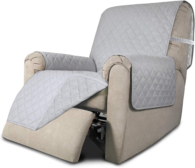 Easy-Going Recliner Chair Slipcover Reversible Sofa Cover Water Resistant Couch Cover Furniture Protector with Elastic Straps for Pets Dog (Recliner, Light Gray/Light Gray)