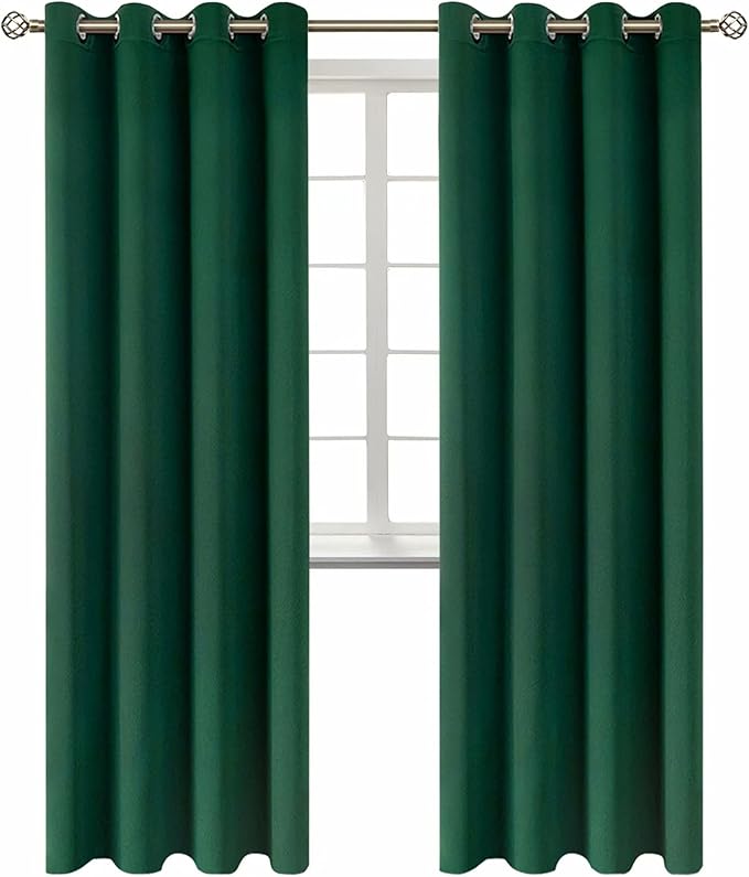 BGment Christmas Blackout Curtains - Grommet Thermal Insulated Room Darkening Bedroom and Living Room Curtains, Set of 2 Decorative Curtain Panels (52 x 84 Inch, Emerald Green)