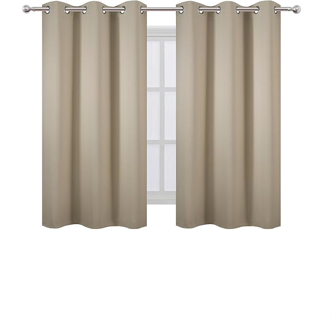 LEMOMO Beige Blackout Curtains 42 x 54 Inch Length Set of 2 Panels Grommet Bedroom Curtains for Living Room