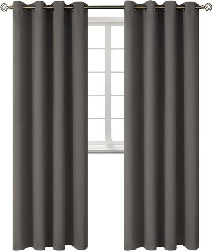BGment Blackout Curtains - Grommet Thermal Insulated Room Darkening Bedroom and Living Room Curtains, Set of 2 Panels (52 x 108 Inch, Grey)