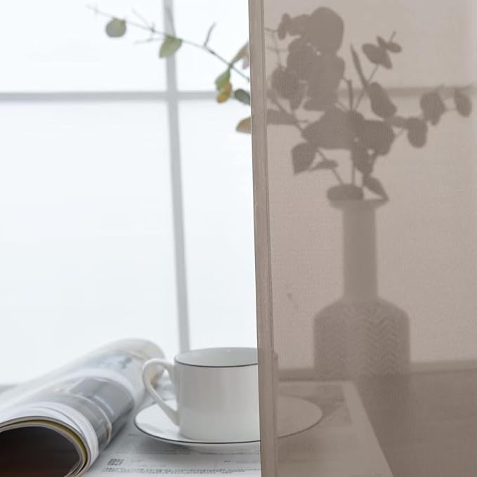 SpaceDresser Basic Rod Pocket Sheer Voile Window Curtain Panels Taupe 1 Pair 2 Panels 52 Width 54 Inch Long for Kitchen Bedroom Children Living Room Yard（Taupe, 52W x 54L）