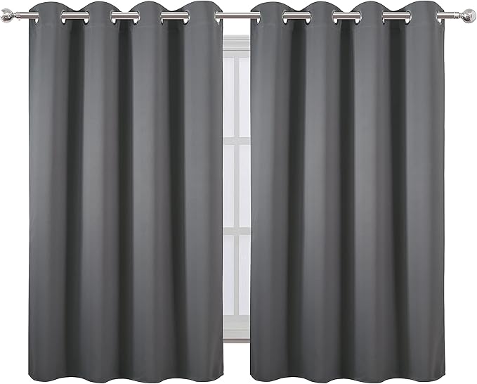 LEMOMO Frost Grey Thermal Blackout Curtains/52 x 54 Inch/Set of 2 Panels Room Darkening Curtains for Bedroom
