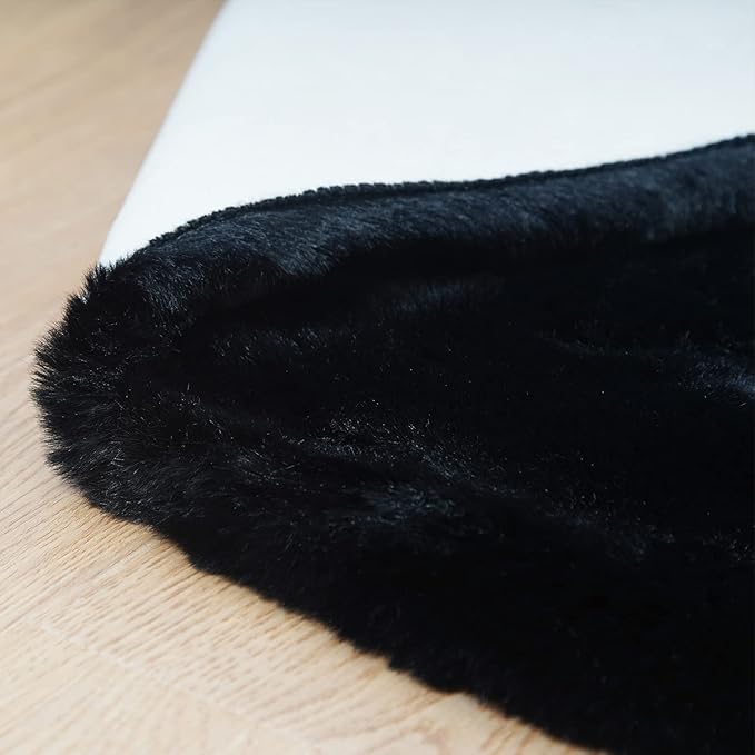 Ghouse Soft Faux Sheepskin Fur Rug 2x4 Black Fluffy Bedside Rugs Plush Rug Shag Nursery Carpet Area Rugs for Living Room Bedroom Playing Room Decor