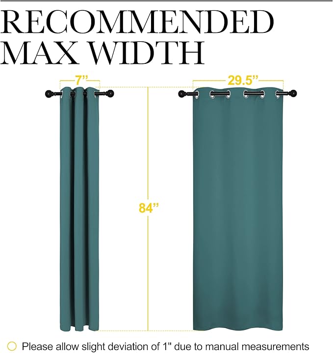 NICETOWN Window Curtain Panels, Thermal Curtains Insulated Solid Grommet Blackout Draperies/Drapes for Loft Window (Sea Teal, One Pair, 34 by 84-inch)