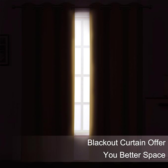 LEMOMO Mustard Yellow Blackout Curtains 52 x 63 Inch Length/Set of 2 Curtain Panels/Thermal Insulated Room Darkening Curtains for Bedroom and Living Room