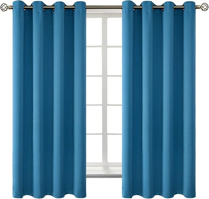 BGment Blackout Curtains - Grommet Thermal Insulated Room Darkening Bedroom and Living Room Curtains, Set of 2 Panels (52 x 63 Inch, Steel Blue)