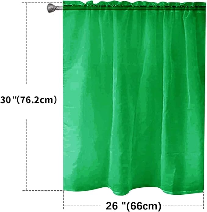 SpaceDresser Basic Rod Pocket Sheer Voile Window Curtain Panels Green 1 Pair 2 Panels 26 Width 30 Inch Long for Kitchen Bedroom Children Living Room Yard（Green，26Wx 30L）