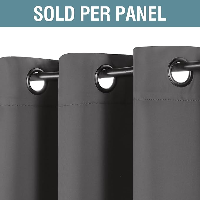 H.VERSAILTEX Blackout Curtain for Living Room Thermal Insulated Window Treatment Curtain 54 inch Length Energy Saving Solid Grommet Top Blackout Drape, One Panel, Charcoal Gray, 52" W x 54" L