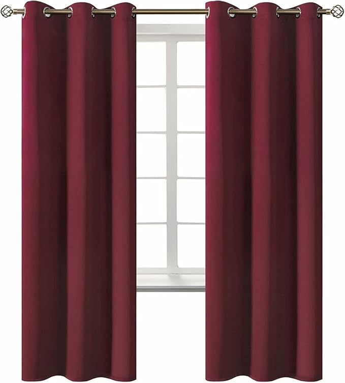 BGment Blackout Curtains for Bedroom - Grommet Thermal Insulated Room Darkening Curtains for Living Room, Set of 2 Panels (42 x 72 Inch, Burgundy)