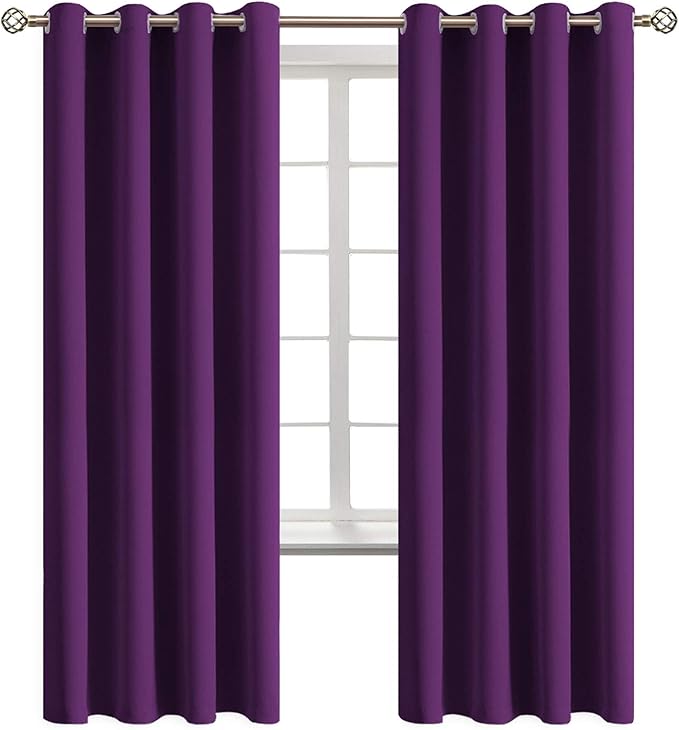 BGment Blackout Curtains for Bedroom - Grommet Thermal Insulated Room Darkening Curtains for Living Room, Set of 2 Panels (52 x 72 Inch, Purple)