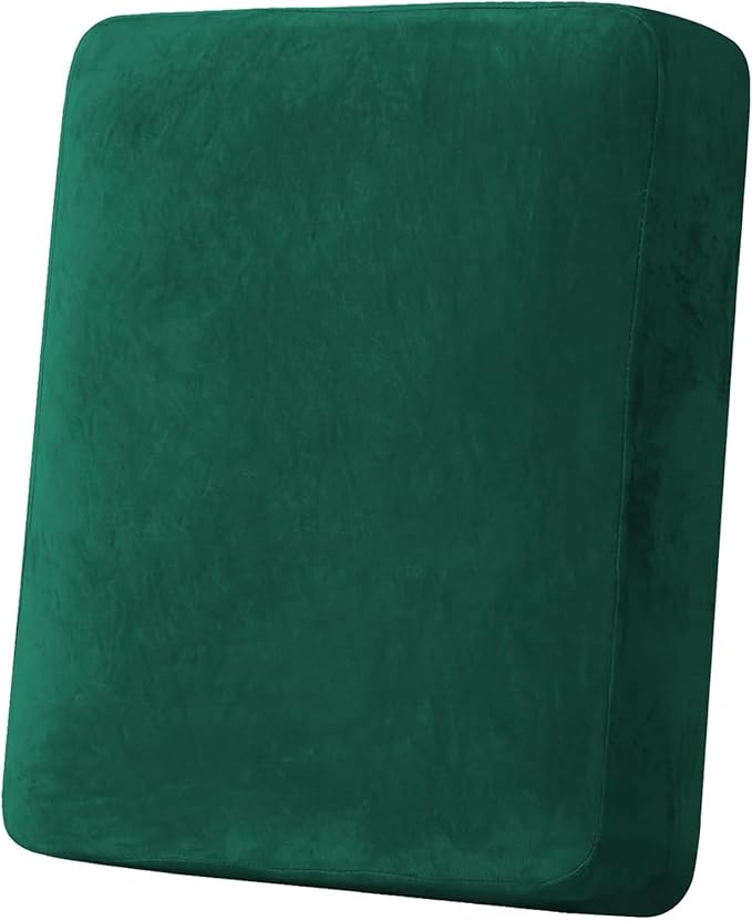 H.VERSAILTEX Velvet Stretch Couch Cushion Cover Plush Cushion Slipcover for Chair Cushion Furniture Protector Seat Cushion for Sofa Cover (1 Piece Armchair Cushion Covers, Vintage Green)