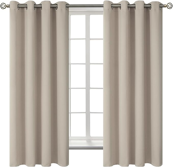 BGment Room Darkening Curtains 63 Inches Long - Grommet Thermal Insulated Drapes Window Treatment Curtains for Bedroom, 2 Panels, 52 x 63 Inch, Camel