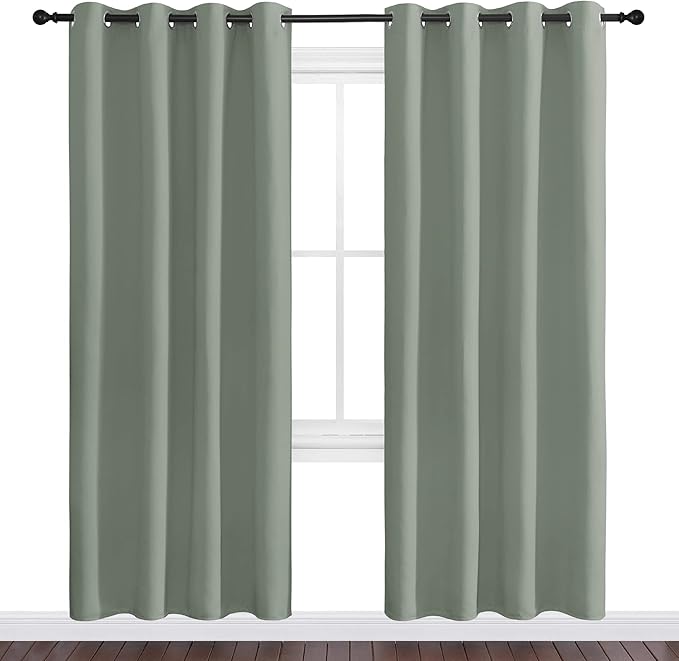 NICETOWN Greyish Green Blackout Curtains 78" Long for Office, Dining Room, Guest Room, Sound Reducing Heat and Cold Block Curtain Panels for Modern Decorative (55" Wide, 2 Pieces)