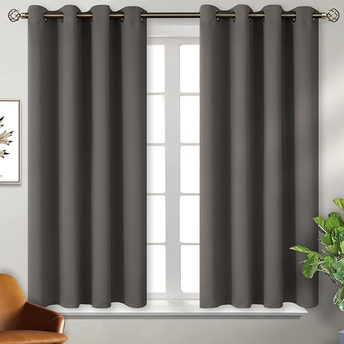 BGment Blackout Curtains for Bedroom - Grommet Thermal Insulated Room Darkening Curtains for Living Room, Set of 2 Panels, Each 46 x 54 Inch, Grey