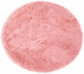 Goolela Pink Circle Rug 4ft for Girls Bedroom Round Fuzzy Fluffy Faux Fur Carpet Living Room Dorm Furry Cute Home Decor