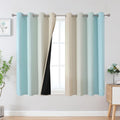Estelar Textiler Aqua and Beige Ombre Blackout Curtains 45 Inch Length, Light Blocking Gradient Drapes for Kitchen, Thermal Insulated Grommet Curtains for Bathroom,52Wx45L,2 Panels