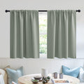 RYB HOME Blackout Bathroom Window Curtains, Short Thermal Insulated Heat Blocking Rod Pocket Half Window Curtain Tiers for Nursery Bedroom, Width 42 by Length 30, Greyish Green, 2 Panels