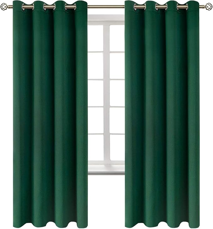 BGment Blackout Curtains for Bedroom - Grommet Thermal Insulated Room Darkening Curtains for Living Room, Set of 2 Panels (52 x 72 Inch, Emerald Green)