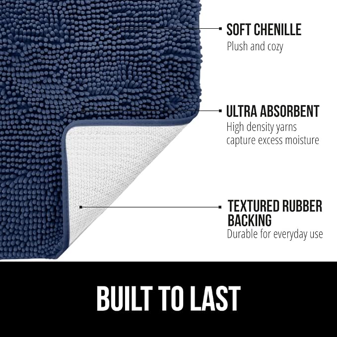 GORILLA GRIP Bath Rug Mat 70x24, Soft Absorbent Chenille, Quick Dry Microfiber - Image 2