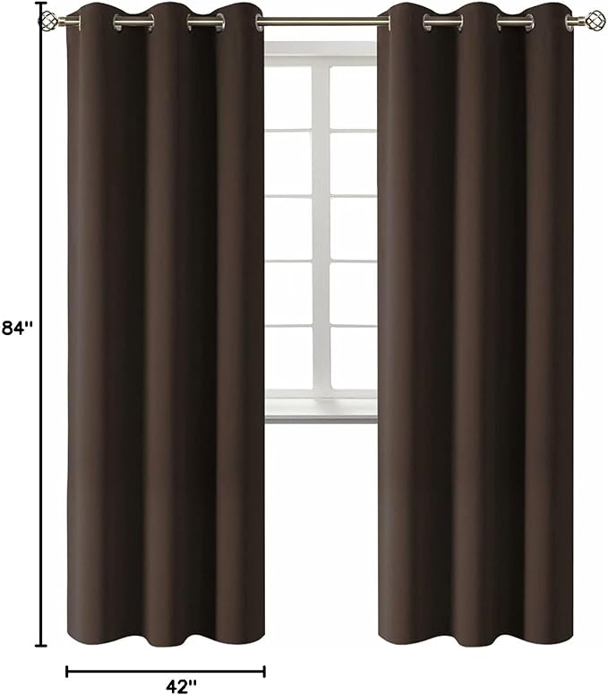 BGment Blackout Curtains for Living Room - Grommet Thermal Insulated Room Darkening Curtains for Bedroom, 2 Panels of 42 x 84 Inch, Brown
