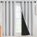 SimpleHome 100% Blackout Curtains for Bedroom,Thermal Insulated Grommet Window Drapes Room Darkening White Curtains for Living Room with Black Back,52 x 63 Inch,2 Panels